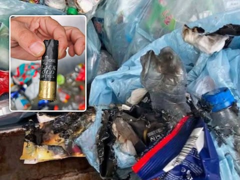 De brandhaard in een van de zakken. Boosdoener? Een weggegooide vape. 