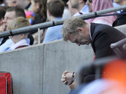 David Moyes tijdens het duel met ManCity.