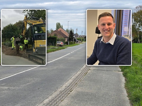 De Nevelestraat in Lotenhulle wordt helemaal vernieuwd. (Inzet: De werken zijn gestart en schepen Tom Pacqué).