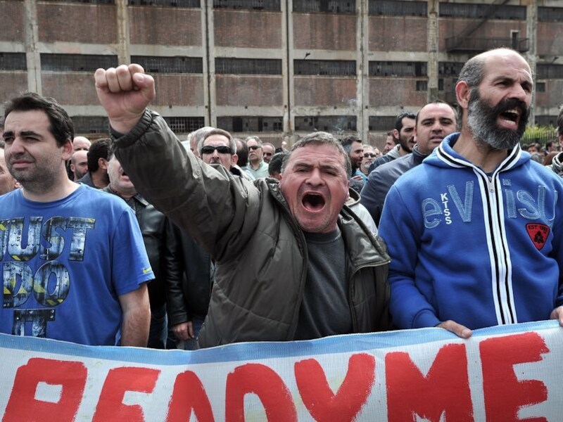 Ontevreden Grieken protesteren tegen de slechte werkomstandigheden