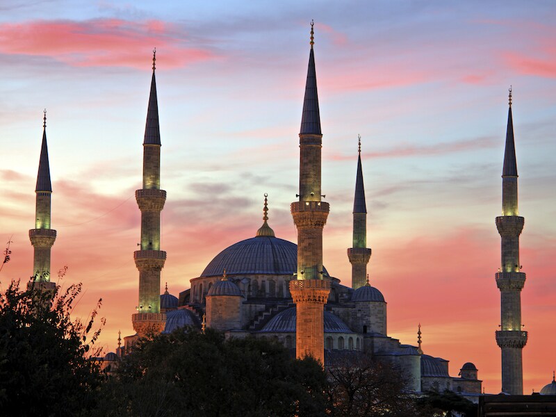 De Blauwe Moskee in Istanbul, Turkije.