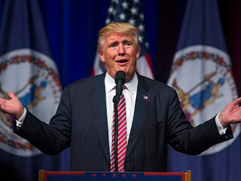 Presidentskandidaat Donald Trump afgelopen zomer tijdens een speech in Virgina.