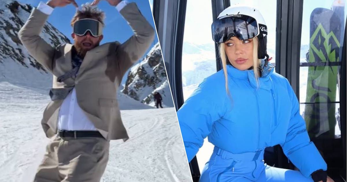 Jutta Leerdam geniet op én naast piste van skiverlof, al valt vooral de kledingkeuze van Jake Paul o