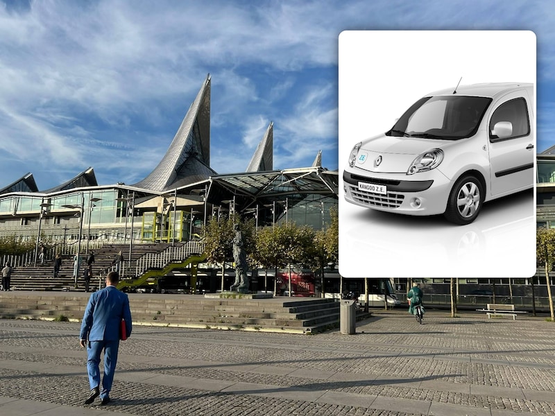 Het Vlinderpaleis in Antwerpen op de Bolivarplaats waar verschillende rechtbanken zetelen., Inzet: Renault Kangoo (illustratiebeeld)