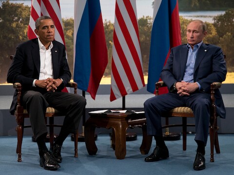 De presidenten Barack Obama en Vladimir Poetin tijdens een eerdere ontmoeting in juni vorig jaar.