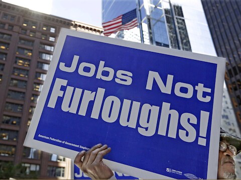 Protest tegen de shutdown in Chicago.