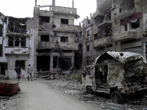 De zwaar belegerde Syrische stad Homs.