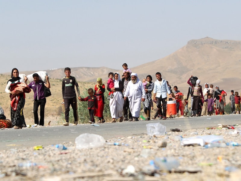 Jezidi's die werden gered van de Mount Sinjar