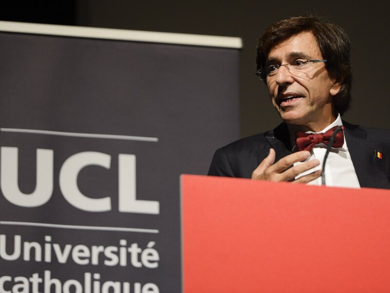 Elio Di Rupo op het openingscollege van de politieke wetenschappen aan de UCL in Louvain-La-Neuve.