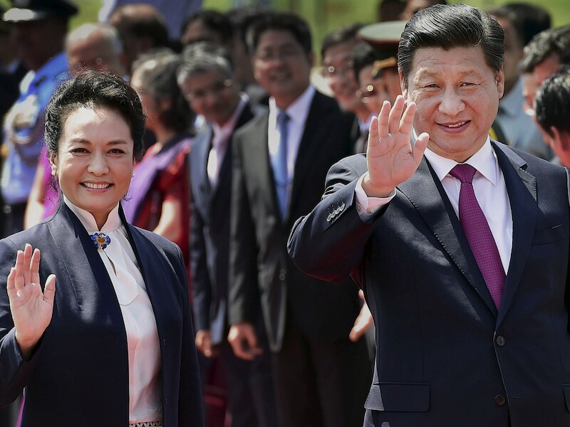 Xi 'Elf' Jinping samen met zijn echtgenote tijdens zijn bezoek aan India.