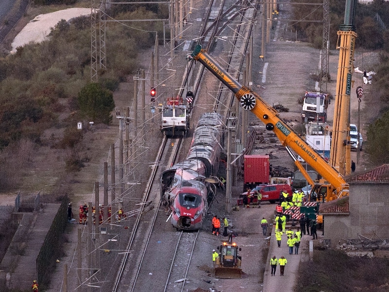 Een beeld van de treinramp van negen maanden gelden in Adamuz.