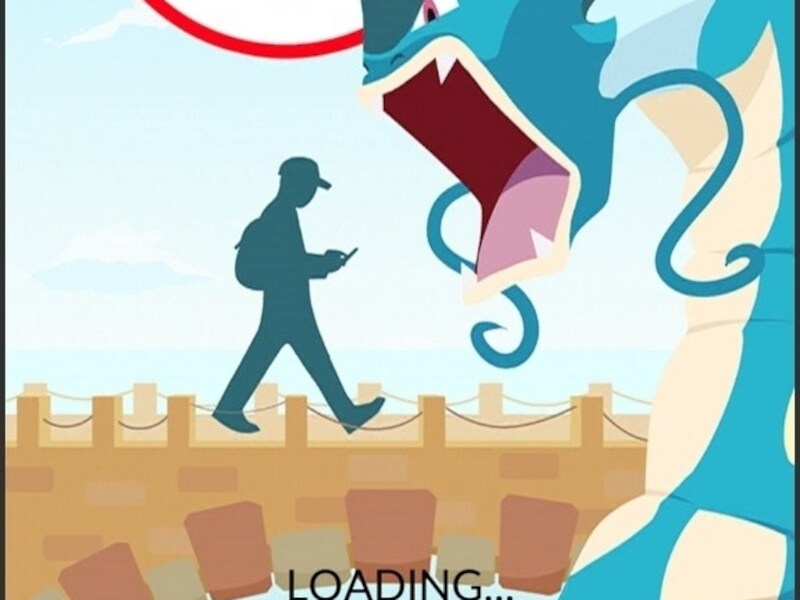 Het laadscherm van Pokémon Go waarschuwt spelers dat ze alert moeten blijven.