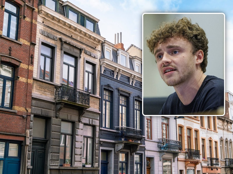 Illustratiebeeld van rijhuizen in Brussel, inzet: Oskar Seuntjens (Vooruit).