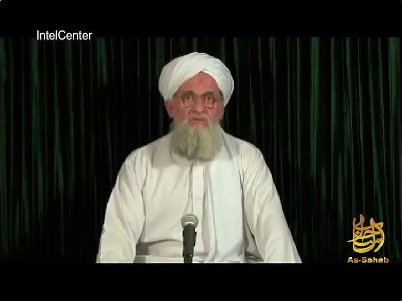 Videostill van al-Zawahiri's laatste boodschap.