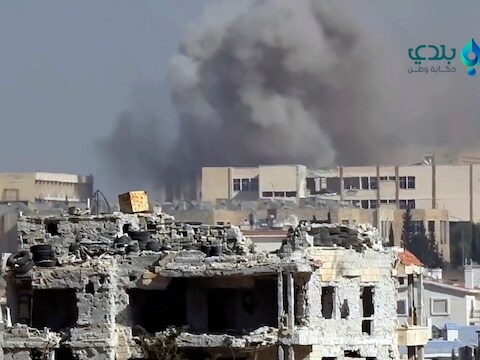 Bombardement vandaag op de militaire academie in Aleppo.