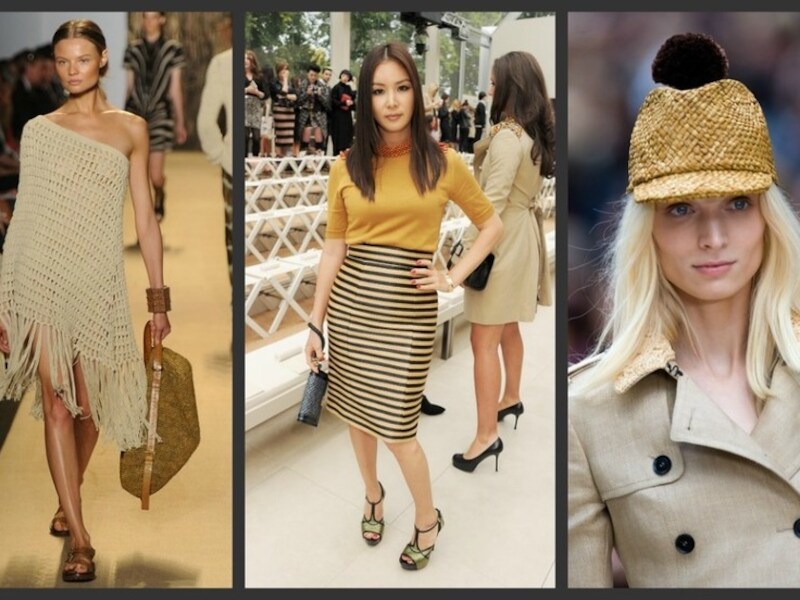 Michael Kors en Burberry Prorsum gebruikten raffia op en naast de catwalk.
