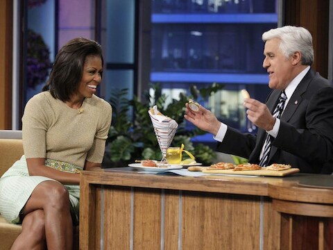 Michelle was eerder ook te gast bij Jay Leno.