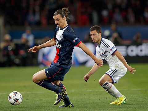 Zlatan en Hazard, eerder dit jaar in de Champions League.