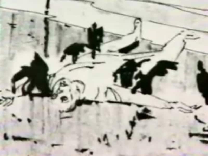 Tekening bij het oorspronkelijke script van The Birds van Alfred Hitchcock..