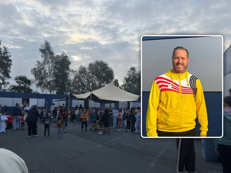 Eerste schooldag in containerklassen voor leerlingen van De Kiem: “Iedereen loopt hier tevreden rond”