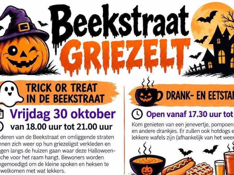 Op 31 oktober verandert de Beekstraat in een griezelstraat. 