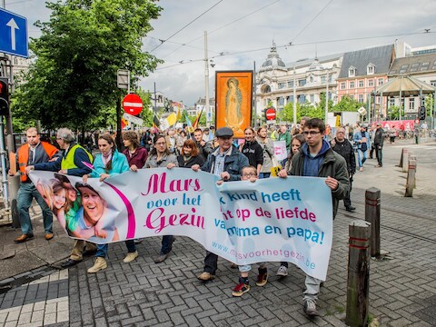 Deelnemers aan de mars zaterdag.