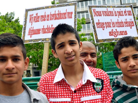 Een vorige mars voor Afghaanse vluchtelingen in Brussel op 20 juni.
