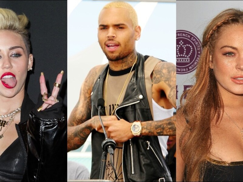 Miley Cyrus, Chris Brown en Lindsay Lohan.