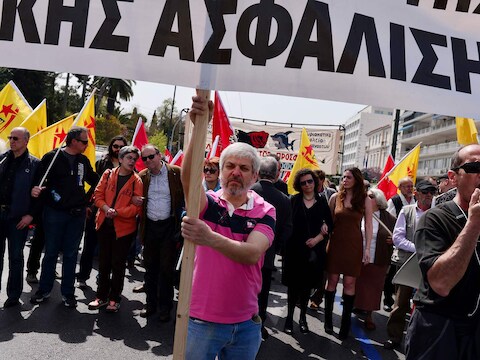 Ook begin april protesteerden ambtenaren al tegen onder meer de pensioenplannen van de regering.