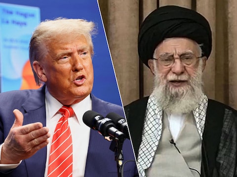 Donald Trump en de Iraanse leider ayatollah Ali Khamenei.