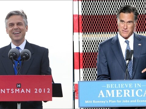Jon Huntsman en Mitt Romney.