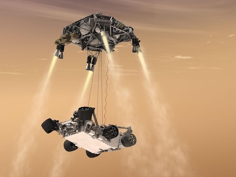 Een handout van de NASA-Marssonde 'Curiosity'.