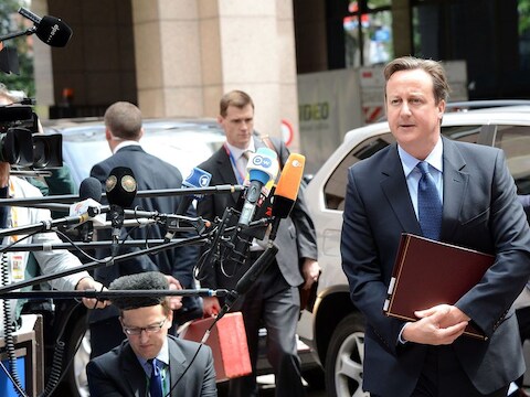 De Britse premier David Cameron bij zijn aankomst op de EU-top.