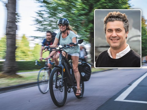 Speedpedelec op de Coupure in Gent. (Inzet: Mobiliteitsschepen Joris Vandenbroucke)