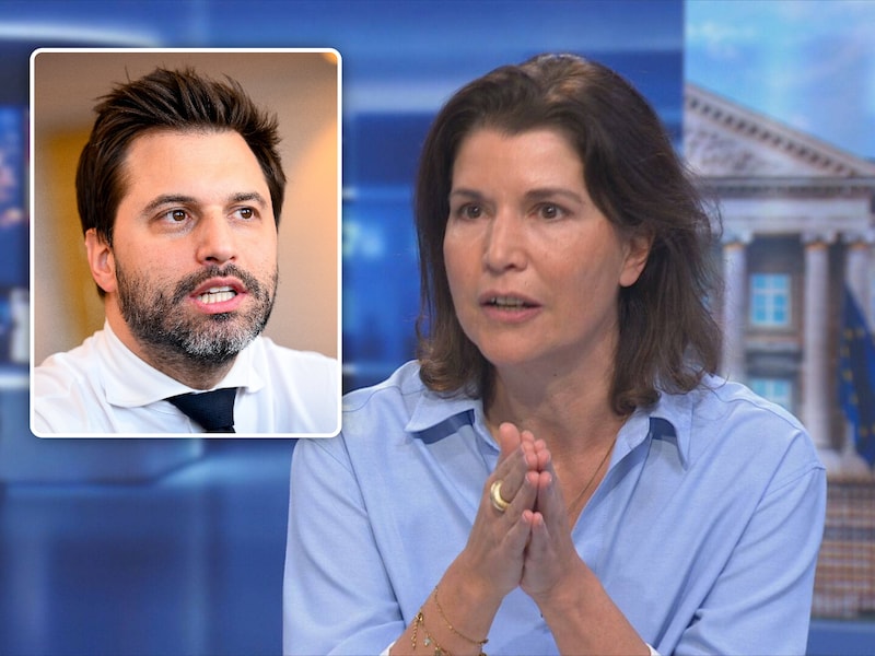 Valerie Van Peel (N-VA) bij VTM NIEUWS, Inzet: Georges-Louis Bouchez (MR).