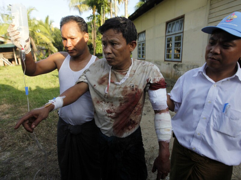 Een slachtoffer van het religieus geweld eerder deze maand in Myanmar.