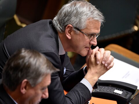 Kris Peeters in het parlement vandaag.
