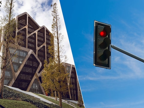 Rechtbank Hasselt. Gerechtsgebouw. , Rood licht ter illustratie