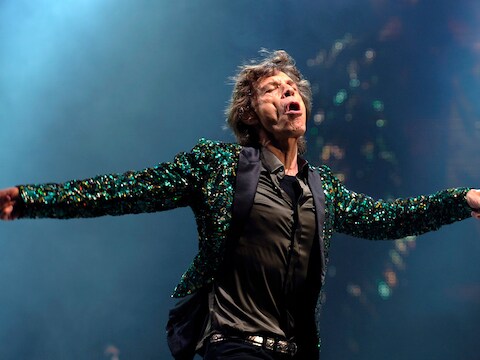 Mick Jagger tijdens het Glastonbury Festival of Contemporary Performing Arts, vorig jaar.