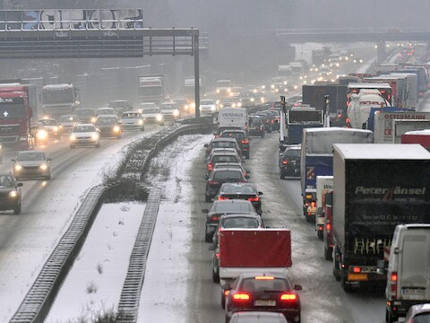 Er staat een flinke file in Gelsenkirchen.