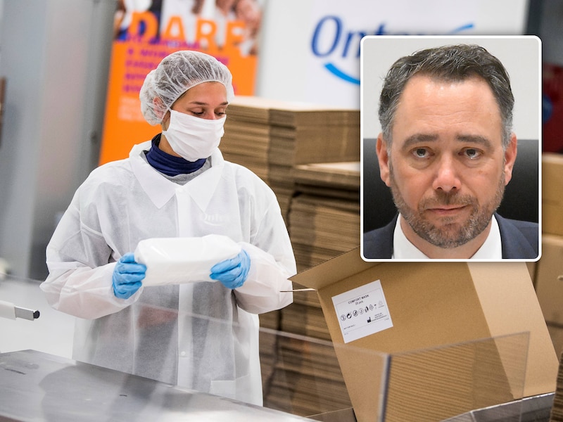 Illustratiebeeld. Een medewerker in de Ontex-vestiging in Eeklo. / Inzet: buitenlandminister Maxime Prévot (Les Engagés).