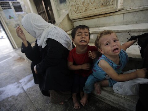Vluchtelingen uit Aleppo in Beiroet.