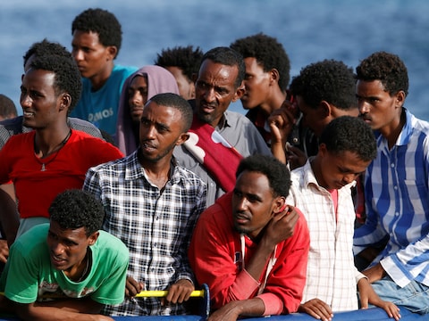 Migranten in de Siciliaanse havenstad Augusta.