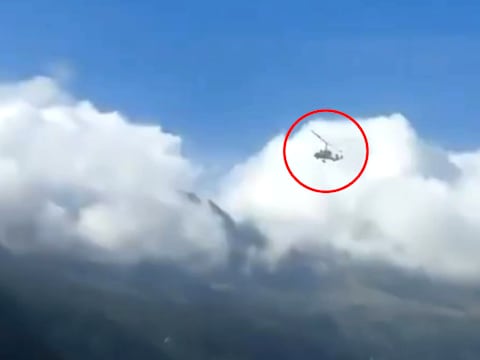 De helikopter, net voor de crash.