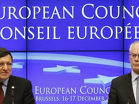 Voorzitter van de Europese Commissie José Manuel Barroso en Europees president Herman Van Rompuy.