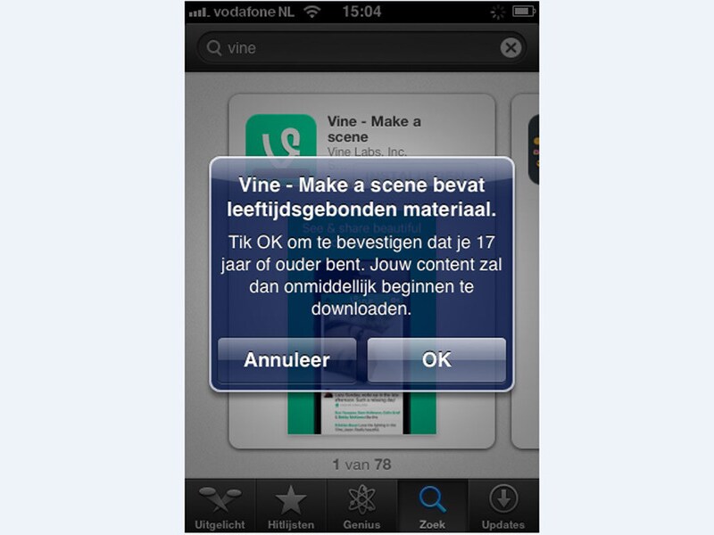 Screenshot uit de App Store.
