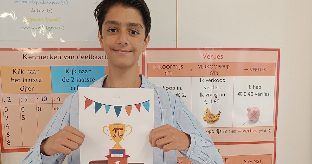 Basit uit zesde leerjaar zegt duizend decimalen van getal pi uit het ...