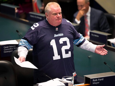 Rob Ford, de burgemeester van Toronto, vandaag in zijn stadhuis.