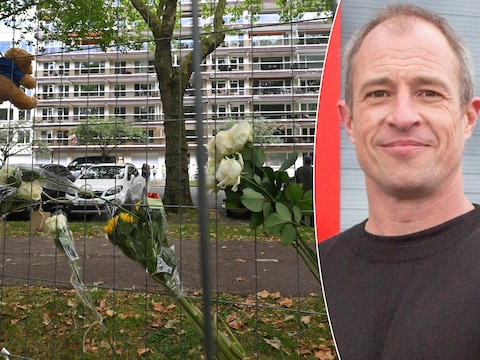 Links: mensen brengen bloemen naar de plaats waar het drama op Linkeroever zich gisteren afspeelde. Rechts: brandpreventiespecialist Tim Renders
