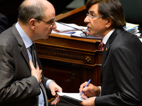 Kersvers minister van Financiën Koen Geens en premier Elio Di Rupo